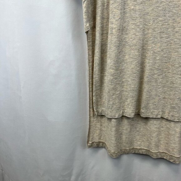 Bluheaven Womens Tunic Top Beige Heathered 3/4 Sleeve Scoop Neck High Low USA L - Picture 8 of 11